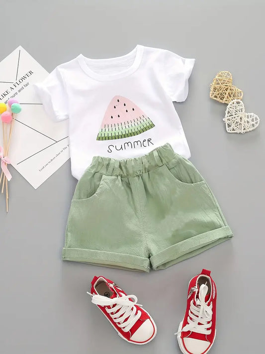 Haut bébé fille blanc imprimé pastèque – T-shirt d’été mignon et confortable