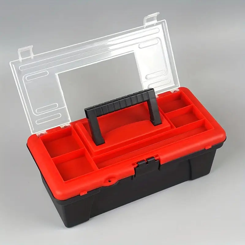 Boîte à Outils Portable en Plastique Résistant – Couvercle Transparent avec Compartiments et Poignée de Transport – Collection Boîtes à Outils et Accessoires