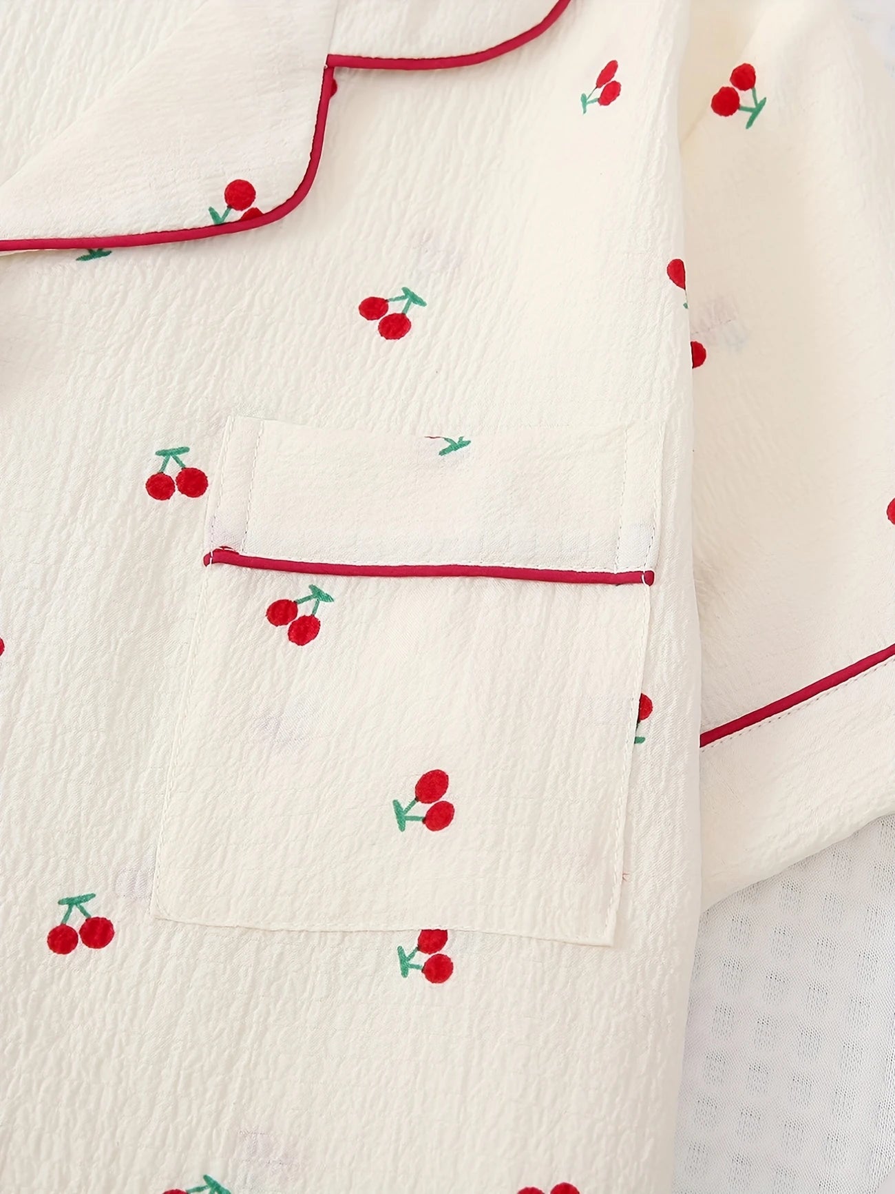Pyjama Femme Été à Motif Cerises – Ensemble Haut Chemise & Short Léger