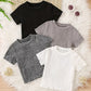 T-shirt Fille Côtelé Manches Courtes – Hauts Enfant Confortables et Tendance en Lot Multicolore