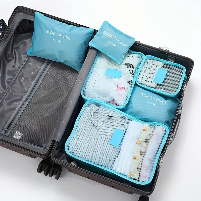 Set de pochettes de voyage 6 pièces Organisateurs valise imperméables pour vêtements et cosmétiques