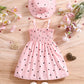 Robe Bébé Fille Été avec Chapeau Assorti – Tenue Légère à Motifs Cœurs