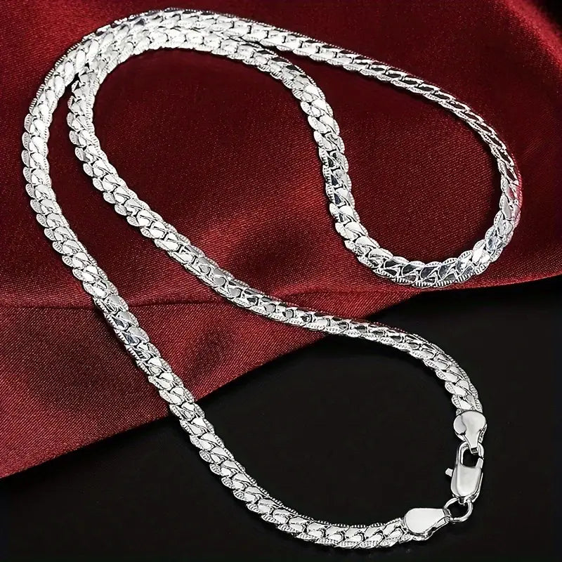 Collier homme chaîne plate en acier inoxydable argent – Bijou tendance et résistant