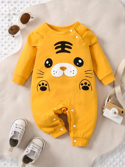 Body Bébé Manche Longue en Coton – Grenouillère Moutarde Motif Ours Mignon