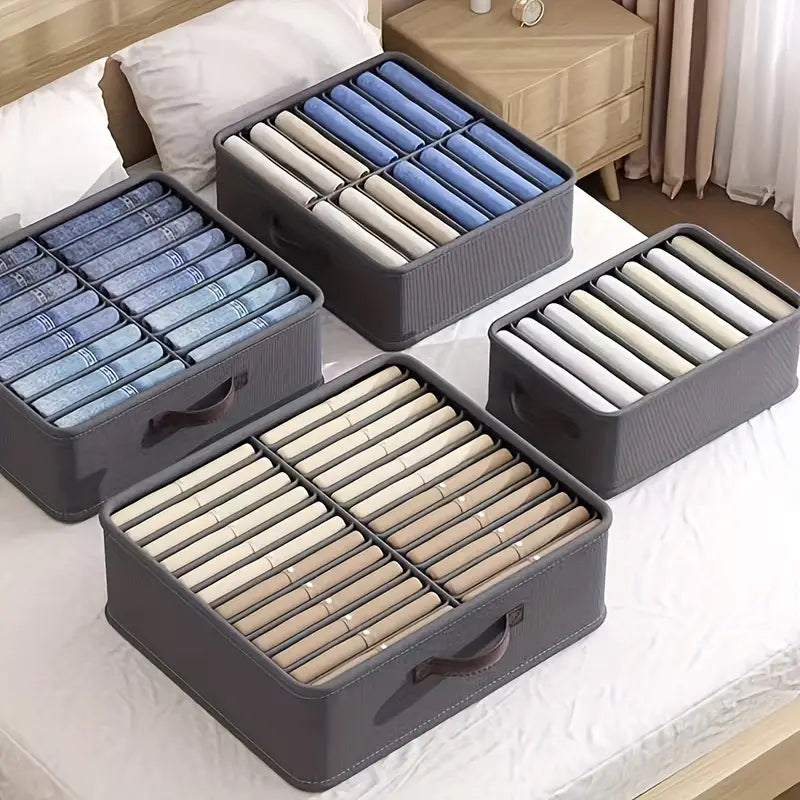 Boîte de Rangement en Tissu avec Compartiments – Organisateur Pliable pour Vêtements et Accessoires