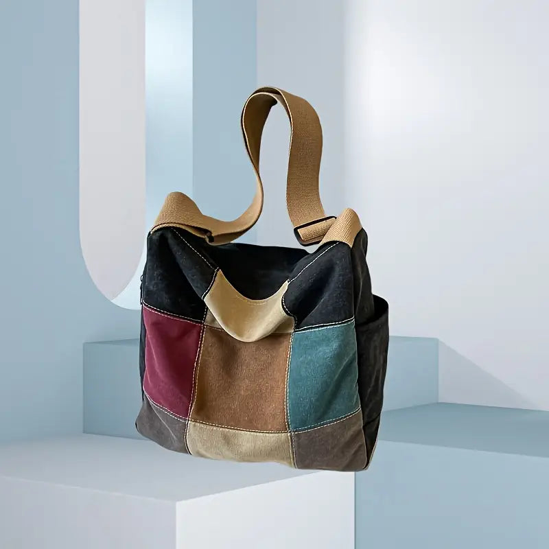 Sac à main femme en patchwork vintage  Style bohème chic et grande capacité