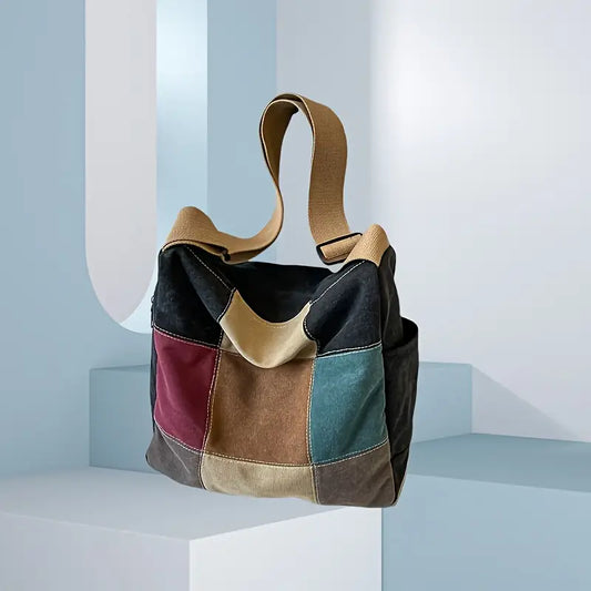 Sac à main femme en patchwork vintage  Style bohème chic et grande capacité