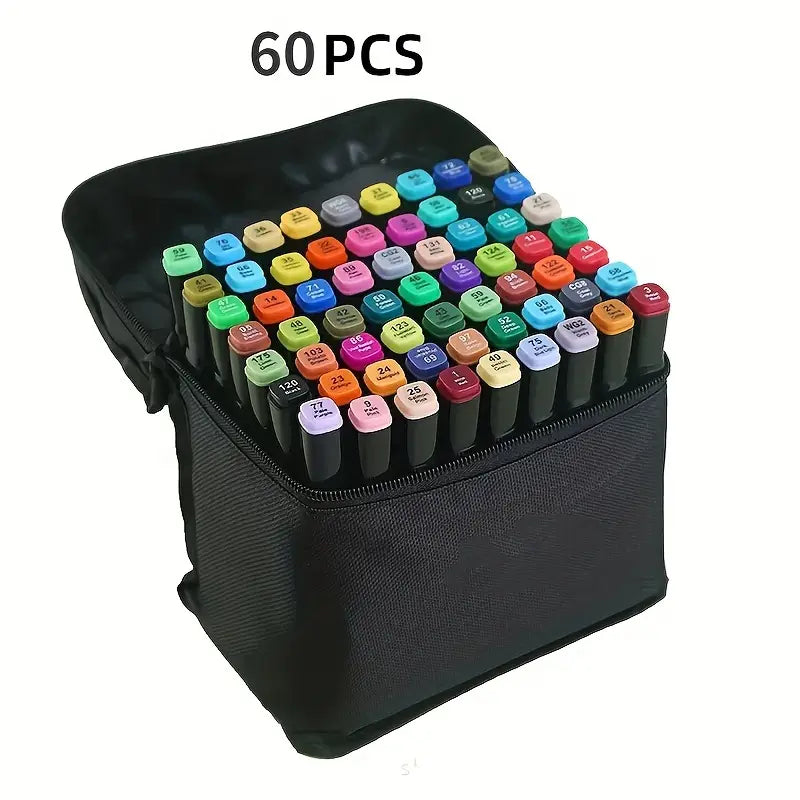 Set de Marqueurs à Double Pointe – Feutres Alcool Professionnels pour Dessin, Manga, Esquisse et Coloriage Artistique