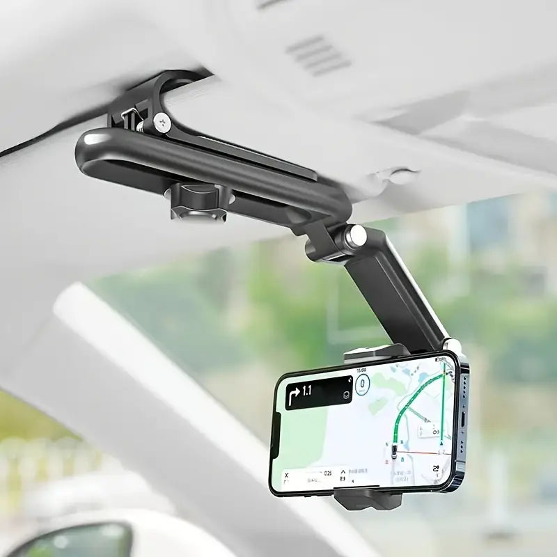 Support Téléphone Voiture Pare-Soleil – Rotation 360° Antidérapant pour GPS et Appels Mains Libres