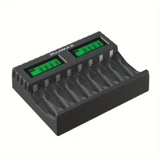 Chargeur Intelligent de Piles Rechargeables AA/AAA – Écran LCD Haute Précision pour 8 Accus