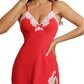 Nuisette Sexy Femme avec Dentelle Contrastée – Lingerie de Nuit Glamour à Bretelles Fines et Fente Séduisante