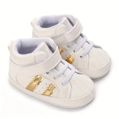 Chaussures bébé garçon montantes, coloris Blanc or