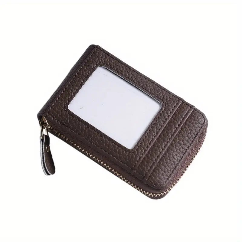 Porte-cartes homme zippé – Portefeuille compact grande capacité pour cartes, billets et pièces