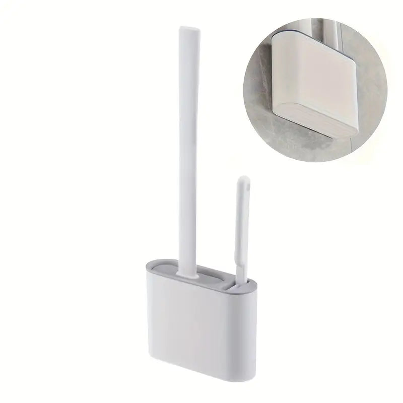 Brosse WC Silicone avec Support Mural – Design Compact, Hygiénique et Gain de Place pour Toilettes Modernes