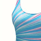 Maillot de bain une pièce galbant à rayures pastel – Confort et style grande taille