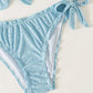 Bikini brodé avec volants – Haut à larges bretelles et culotte nouée ajustable