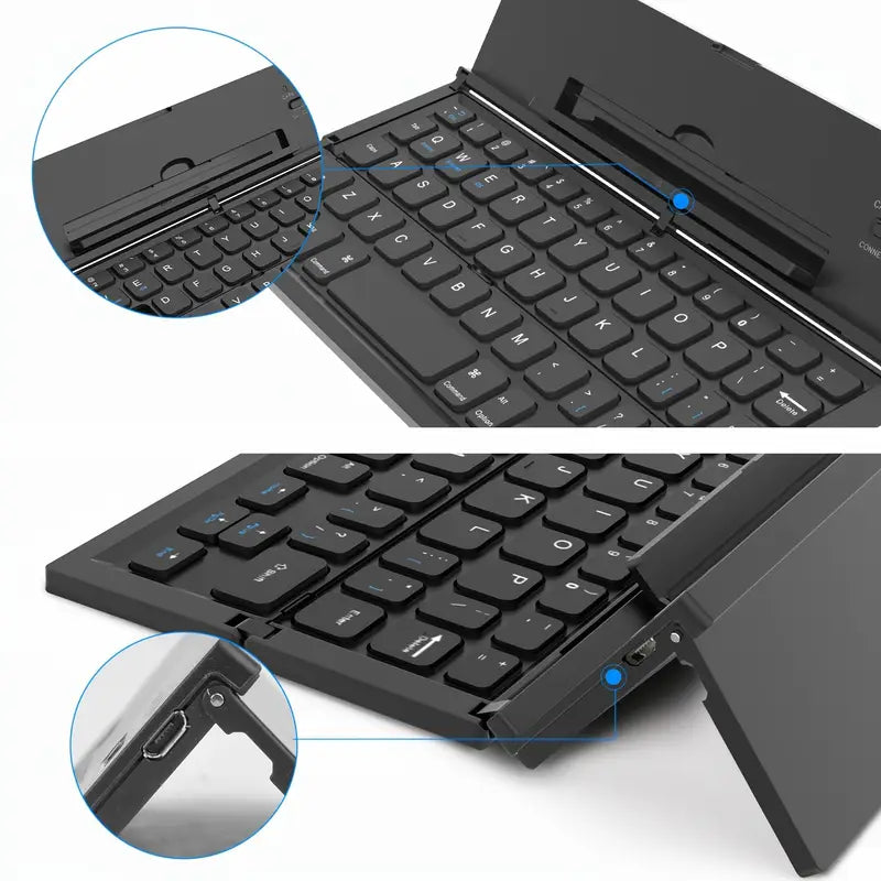 Clavier Bluetooth Pliable avec Support Smartphone – Clavier Sans Fil Portable pour Ordinateurs et Accessoires