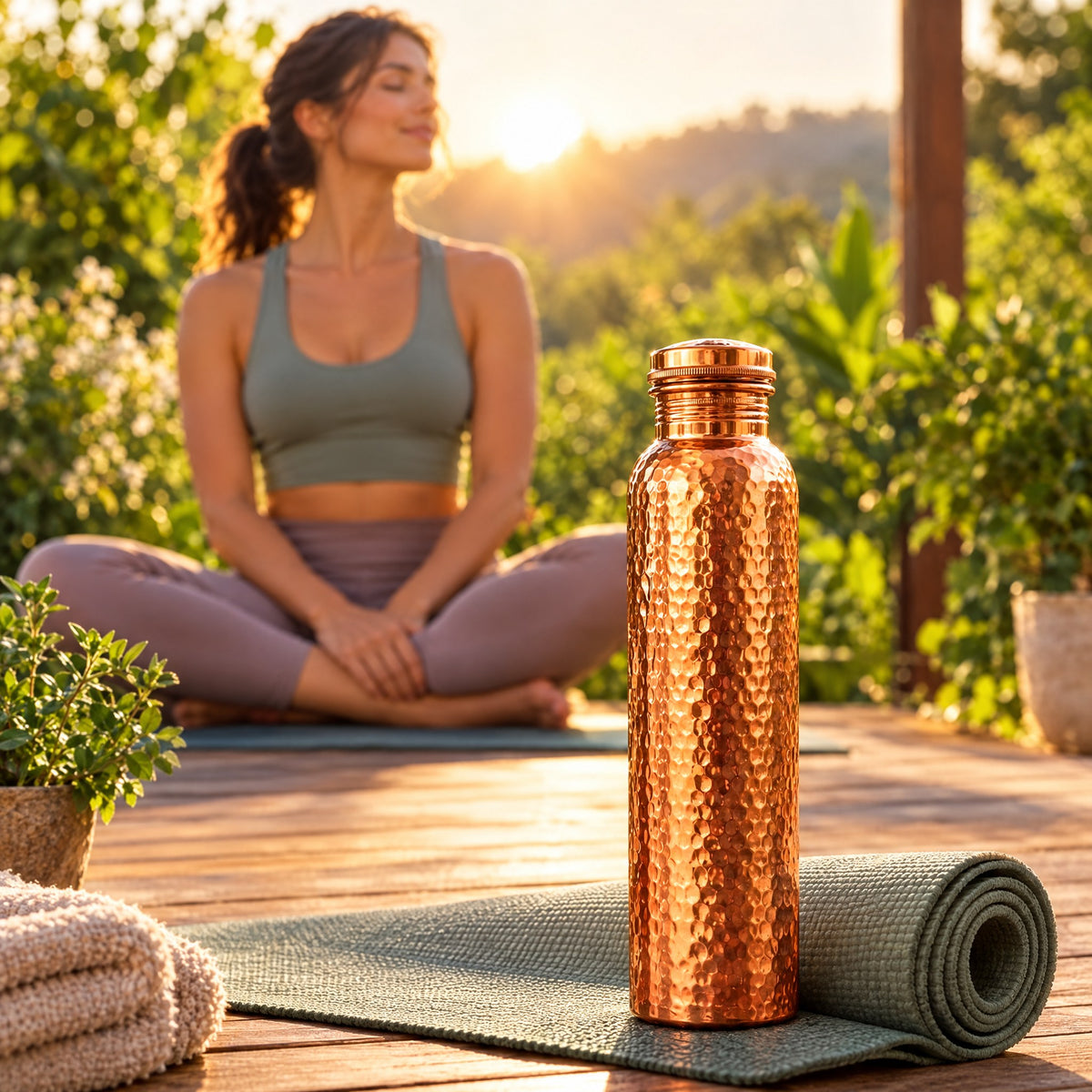 Gourde en Cuivre Pur – Bouteille d'Eau Réutilisable Inspirée de la Tradition