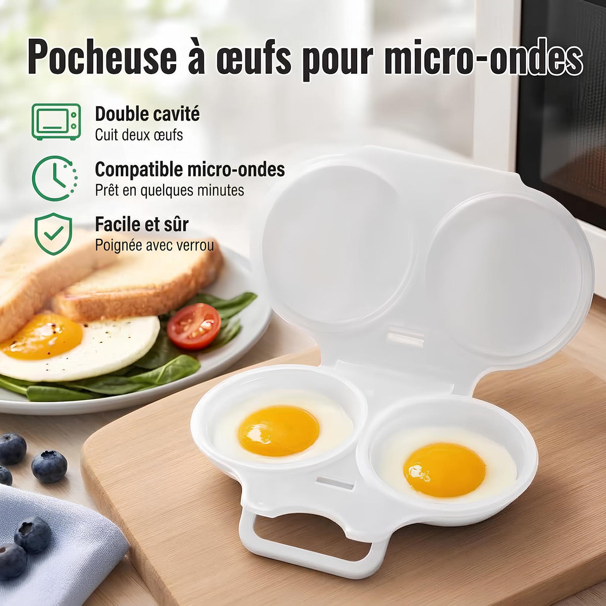 Pocheur à Œufs pour Micro-Ondes – Œufs Pochés Faciles et Rapides