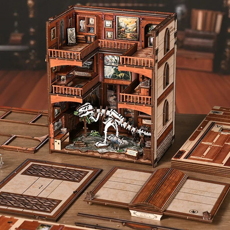 Kit Book Nook Musée des Fossiles à Monter, Maquette Lumineuse pour Étagère