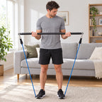 Kit Élastiques de Musculation avec Barre, 7 Bandes, Poignées et Ancrage de Porte