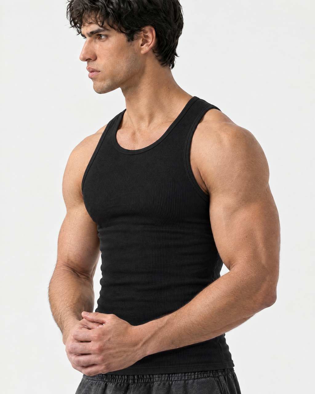 Débardeur Homme Ajusté en Coton Stretch – Coupe Près du Corps Noir ou Blanc