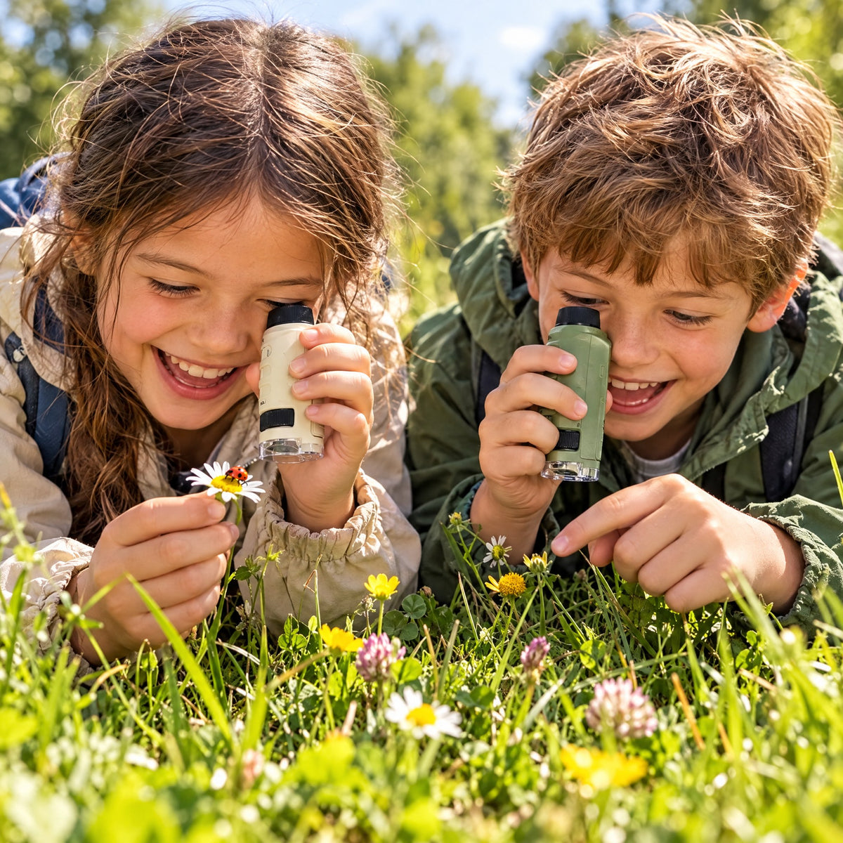 Un ou deux microscopes, en beige ou en vert
