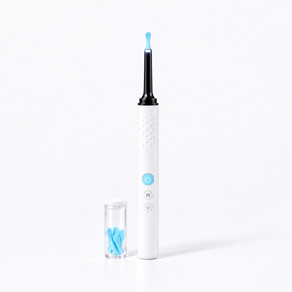 Nettoyeur d'Oreilles avec Caméra HD Wi-Fi – Embouts Silicone, Kit d'Hygiène