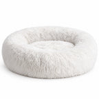 Panier donut moelleux pour chien en fausse fourrure, housse lavable