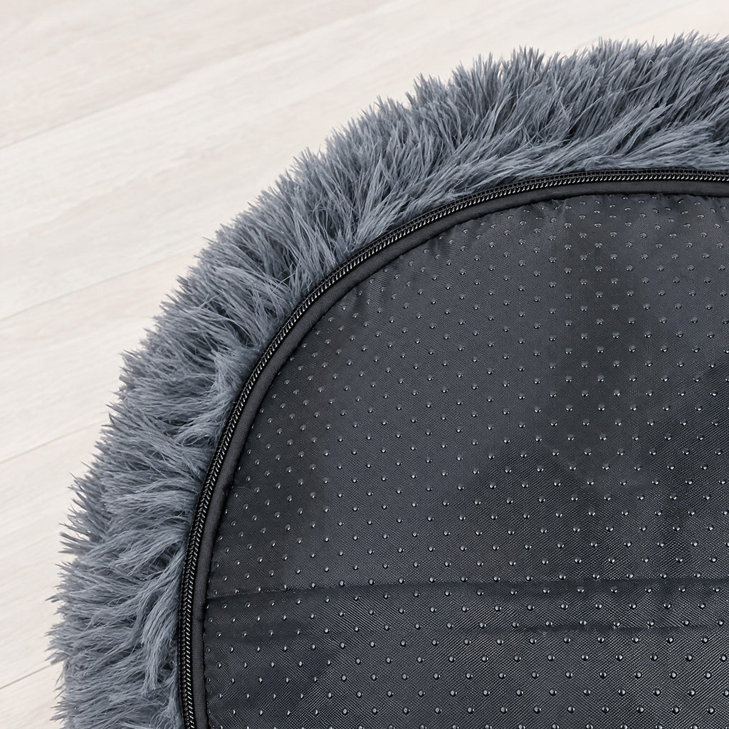 Panier donut moelleux pour chien en fausse fourrure, housse lavable