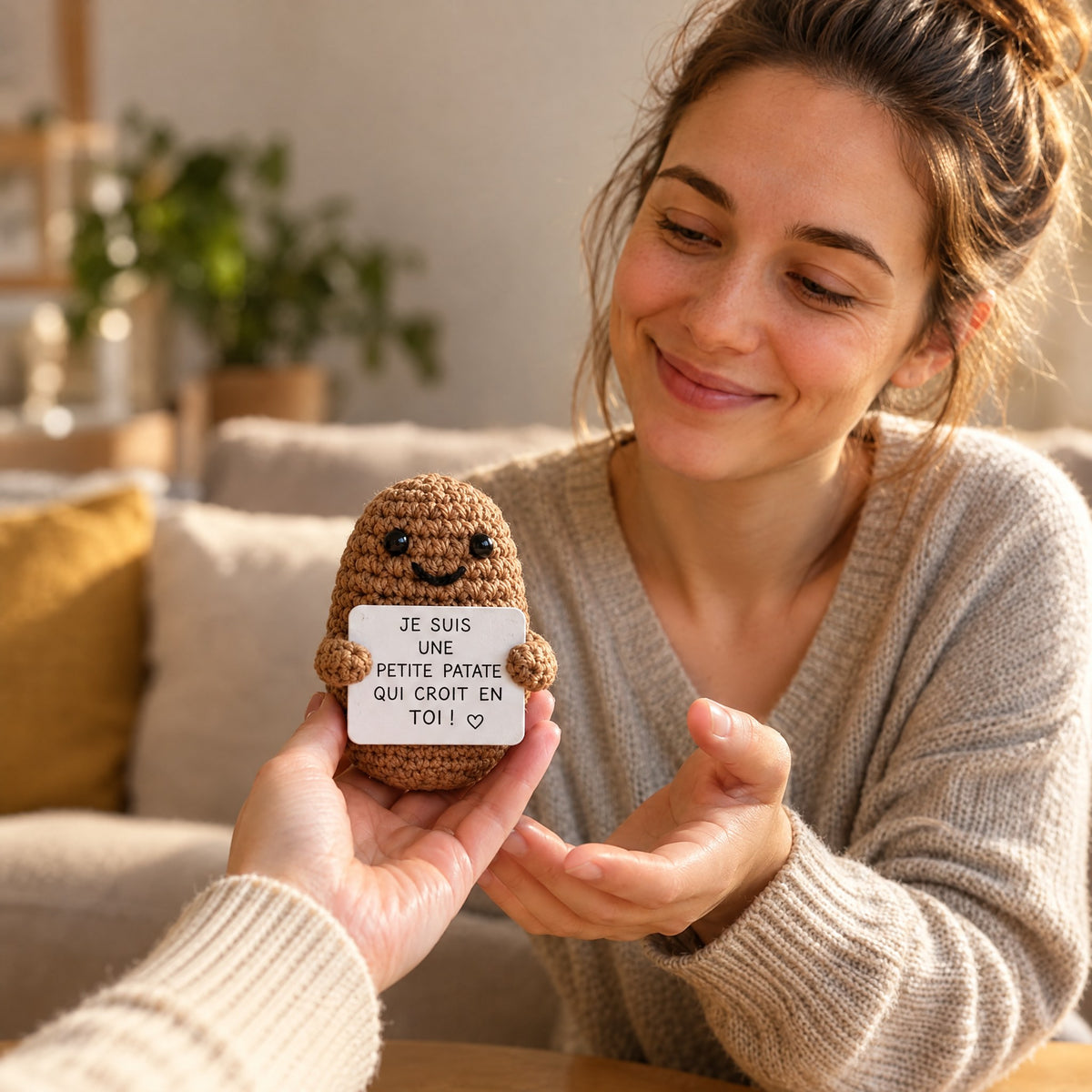 Patate en Crochet à Message Positif – Petit Cadeau d'Encouragement