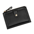 Porte-cartes femme compact à zip et bouton pression, simili cuir