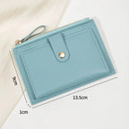Porte-cartes femme compact à zip et bouton pression, simili cuir