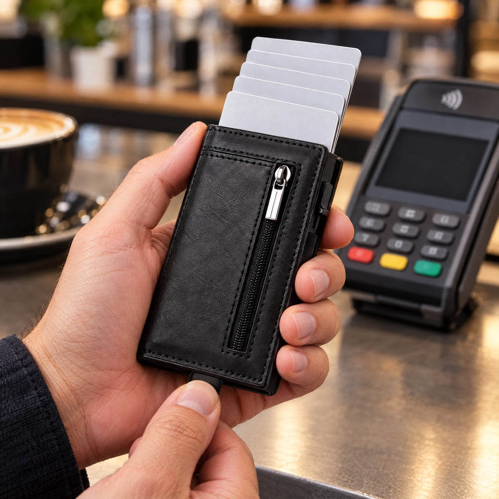 Portefeuille Porte-Cartes Homme Ultra-Fin – Compact, Cuir ou Carbone