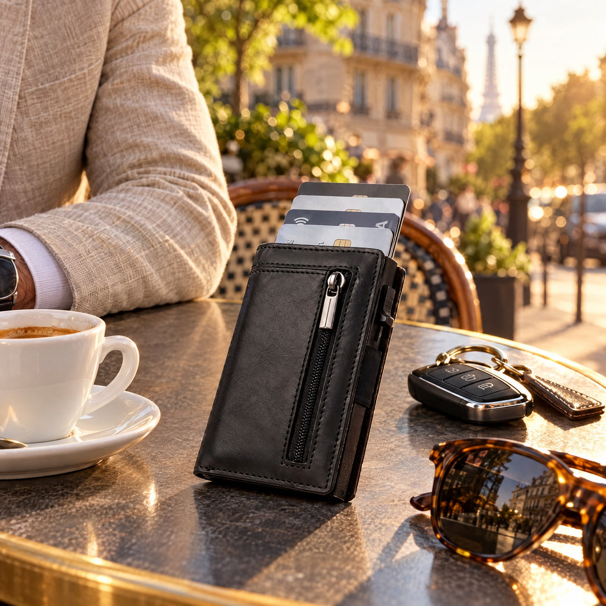Portefeuille Porte-Cartes Homme Ultra-Fin – Compact, Cuir ou Carbone