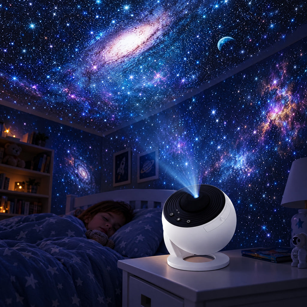 Projecteur d'étoiles galaxie 12 films, rotatif 360°, veilleuse de chambre