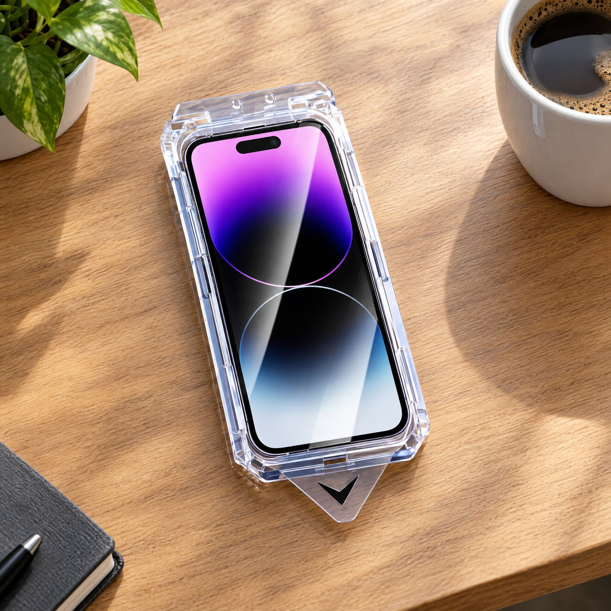 Protection d'écran iPhone en verre trempé avec kit de pose anti-poussière