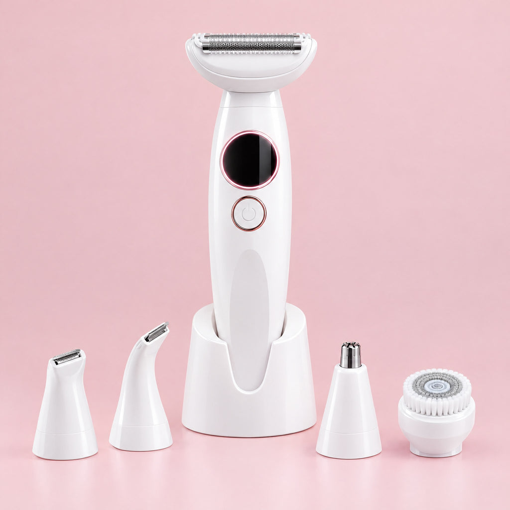 Rasoir Électrique Féminin 5 en 1 – Épilation Douce Visage, Corps et Jambes