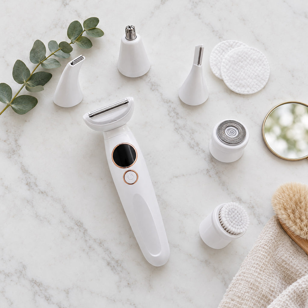 Rasoir Électrique Féminin 5 en 1 – Épilation Douce Visage, Corps et Jambes