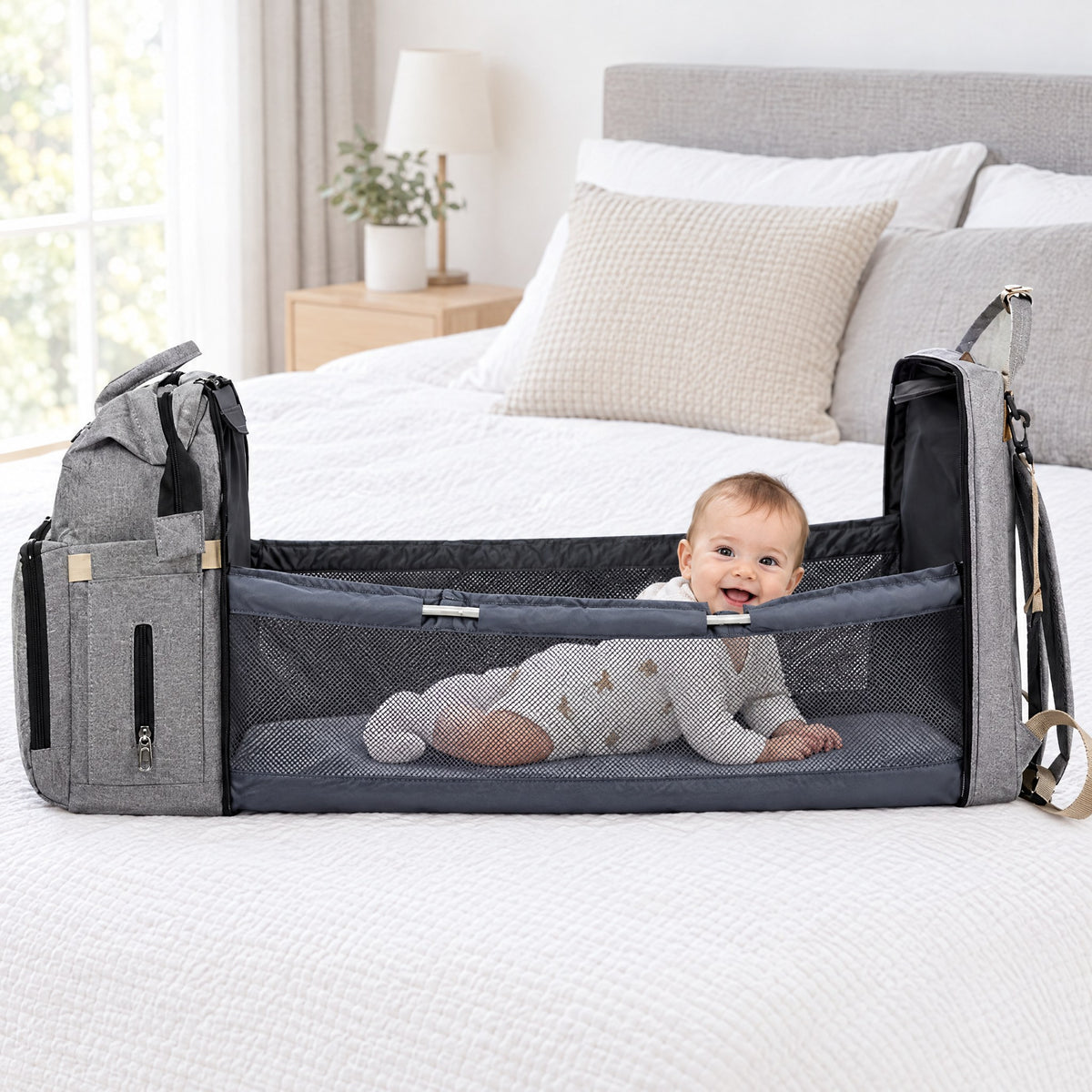 Sac à langer sac à dos grande capacité avec couchette pliable intégrée