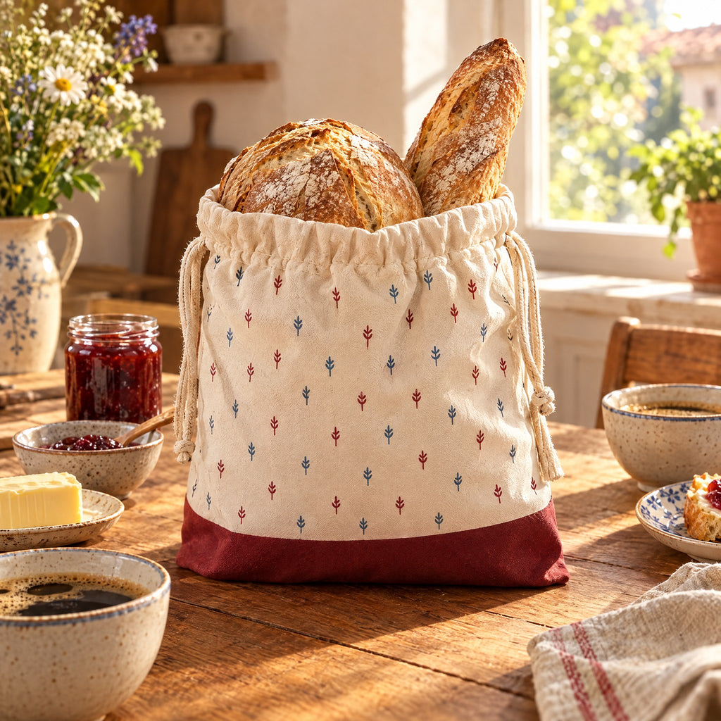 Sac à Pain en Coton Bio et Cire d'Abeille – Conservation Réutilisable