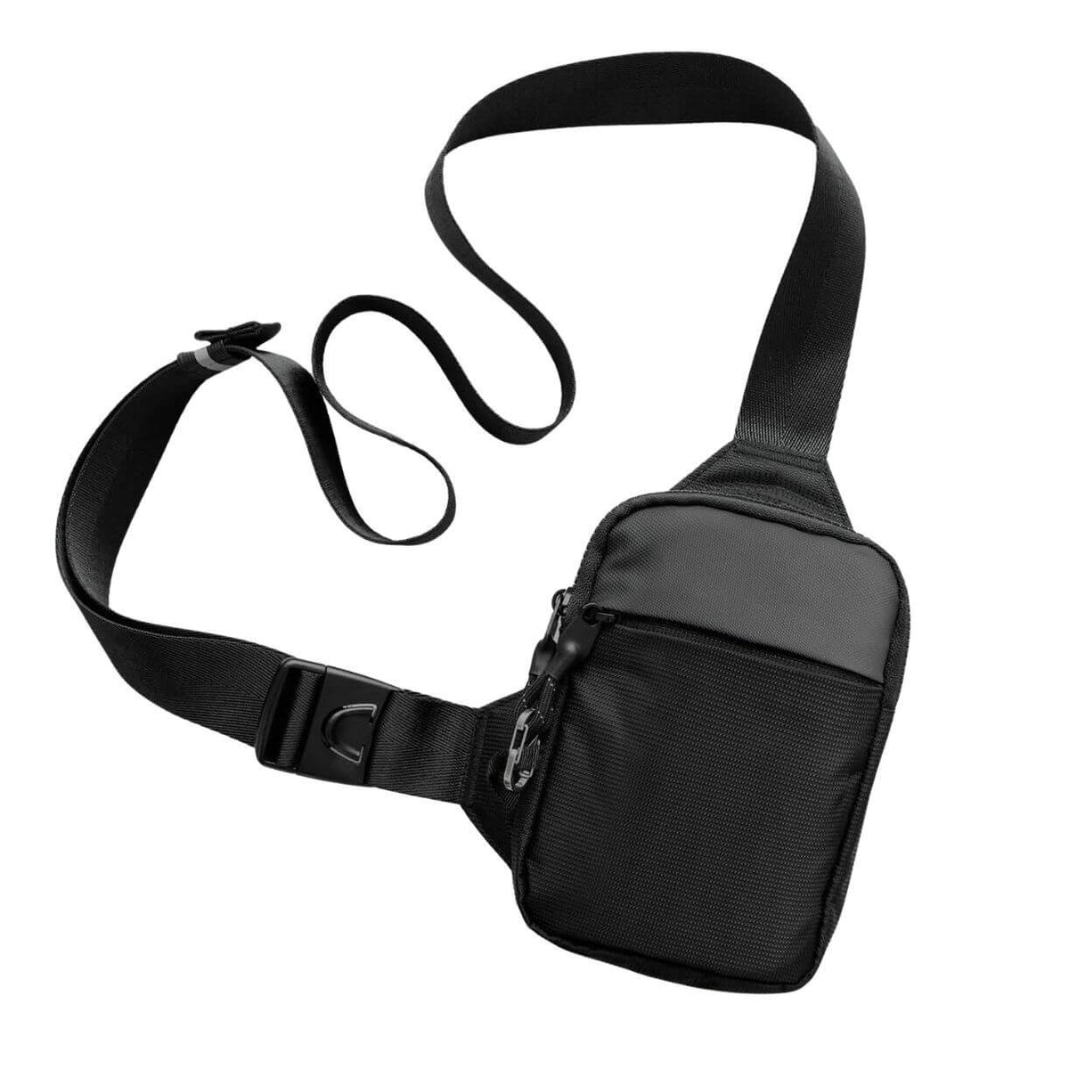 Sacoche bandoulière anti-vol noire avec sa sangle réglable