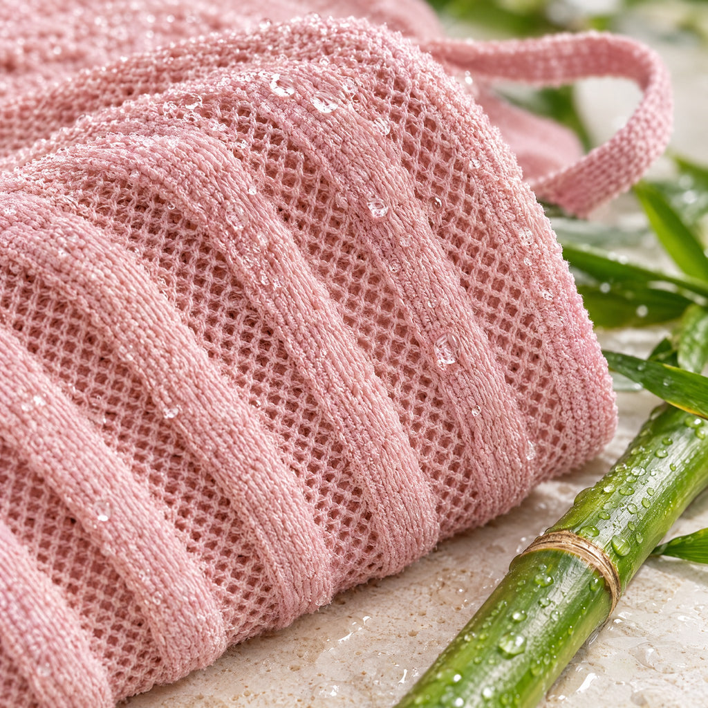 Serviette de Douche Exfoliante en Fibres de Bambou – Gant Gommage Corps et Dos
