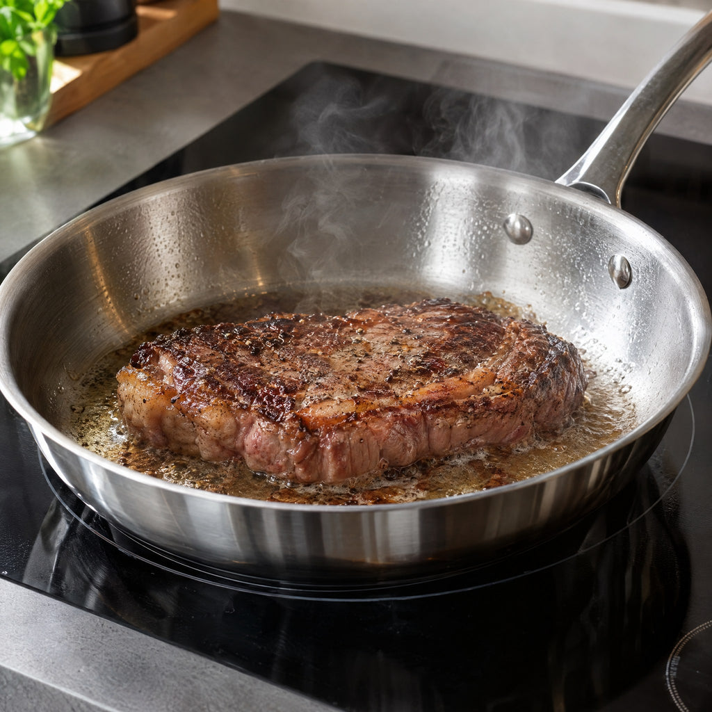 Set de 3 Poêles en Inox – Tous Feux dont Induction, Sans Revêtement
