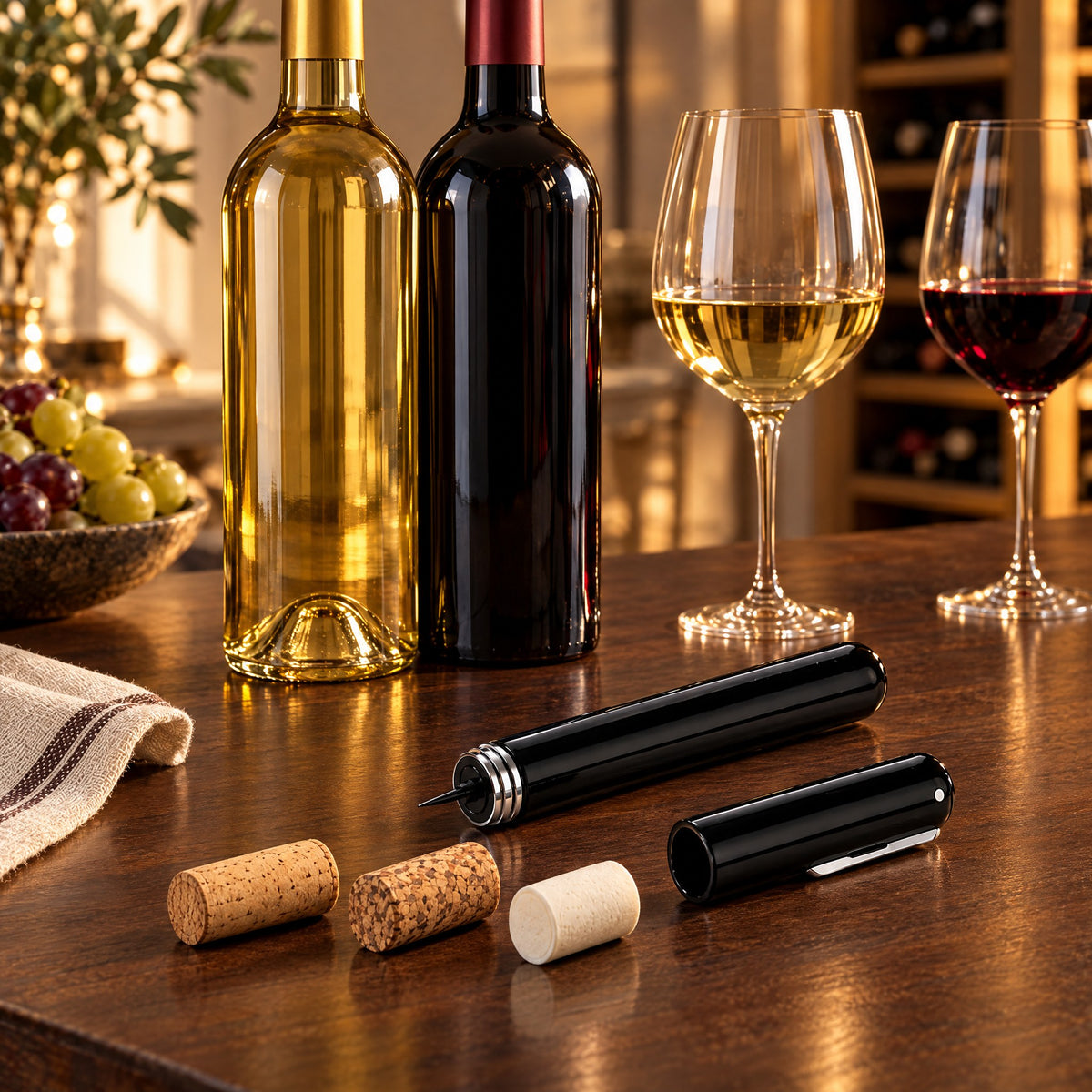Tire-Bouchon à Pompe à Air en Inox – Ouvre-Bouteille de Vin Sans Effort