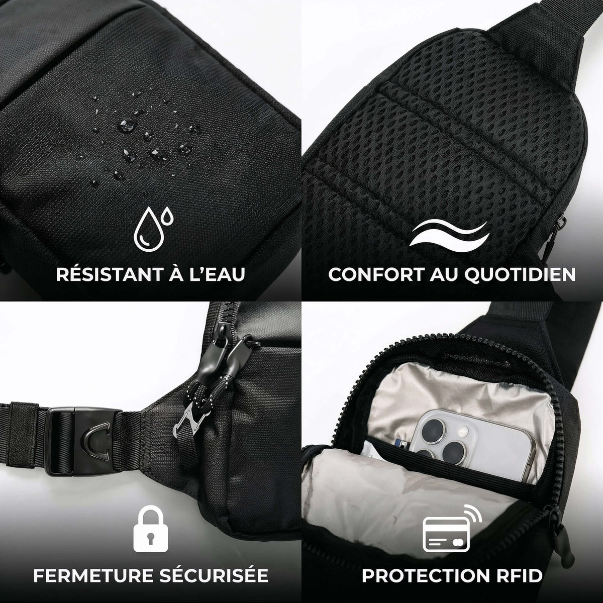 Sacoche Bandoulière Anti-Vol Homme et Femme – Sac Compact Mini ou Large